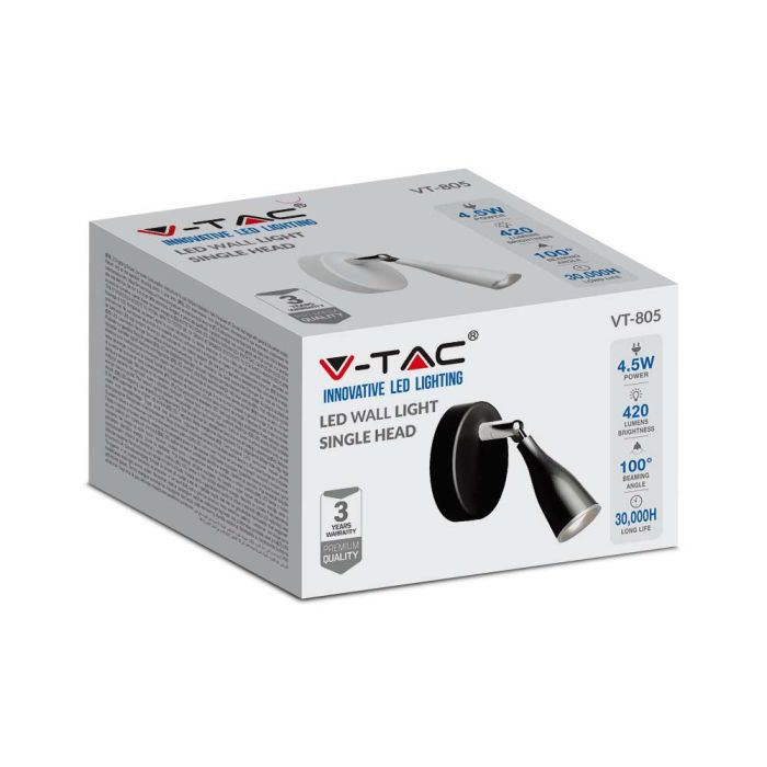 Aplique LED V-TAC - Cabezal Simple - IP20 - Blanco - 4.5W - 420 Lumens - 3000K-extra-5.webp