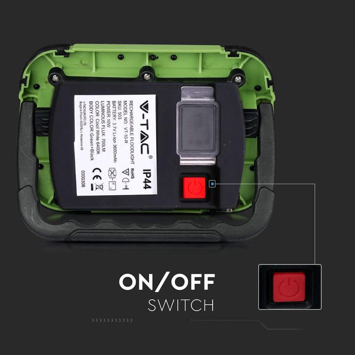 Proyector LED recargable V-TAC - Samsung - IP44 - Verde + Negro - 10W - 700 Lumens - 4000K-extra-8.webp