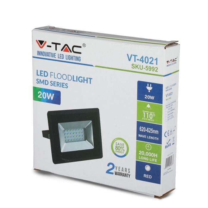Proyector LED V-TAC - Serie E - Impermeable IP65 - Negro - Rojo - 20W-extra-5.webp