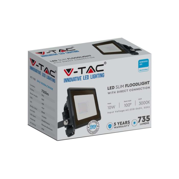 Proyector LED V-TAC - Samsung - Impermeable IP65 - Negro - 10W - 735 Lúmenes - 4000K-extra-5.webp