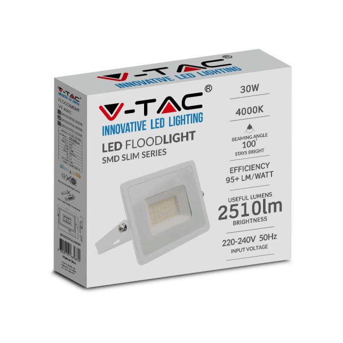 Proyector LED V-TAC - Serie E - Impermeable IP65 - Blanco - 30W - 2510 Lúmenes - 6500K-extra-3.webp