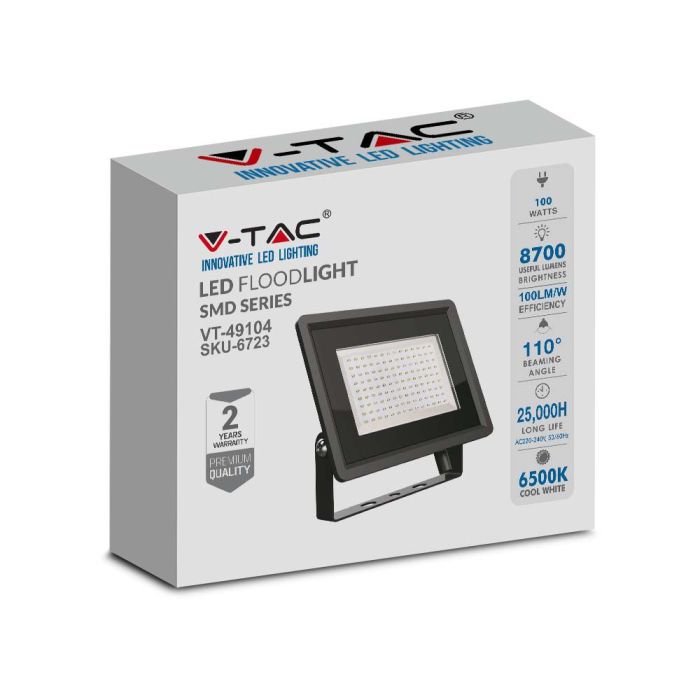 Proyector LED V-TAC - Clase F - Impermeable IP65 - Negro - 100W - 8700 Lúmenes - 6500K-extra-3.webp