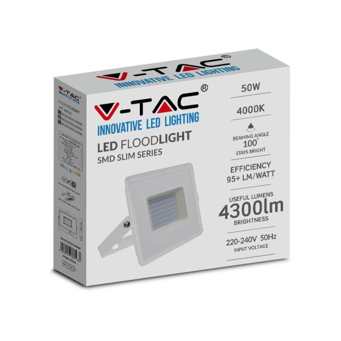 Proyector LED V-TAC - Serie E - Impermeable IP65 - Blanco - 50W - 4300 Lúmenes - 6500K-extra-3.webp