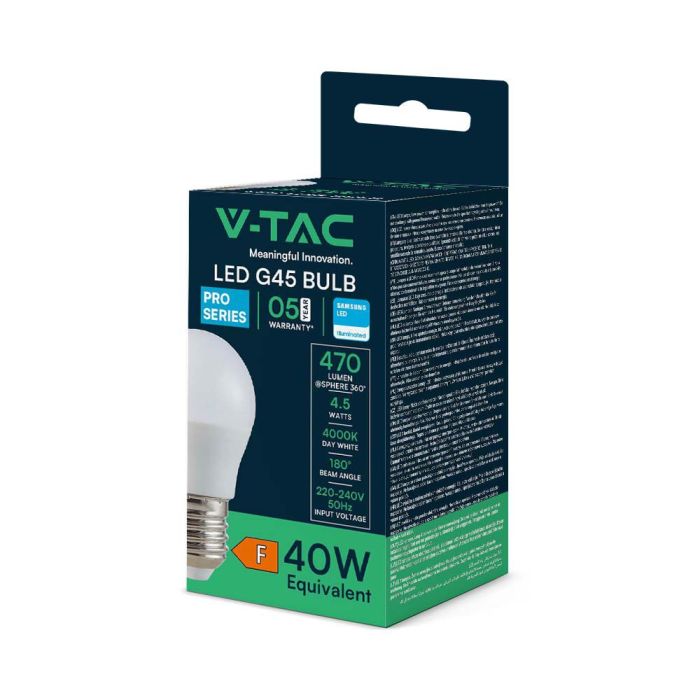 Bombilla LED V-TAC - Samsung - Golf - Soporte E27 - IP20 - Blanca - 4.5W - 470 Lumens - 4000K-extra-6.webp
