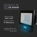 Proyector LED V-TAC - Samsung - Sensor PIR - Impermeable IP65 - Negro - 30W - 2340 Lúmenes - 3000K-extra-7.webp