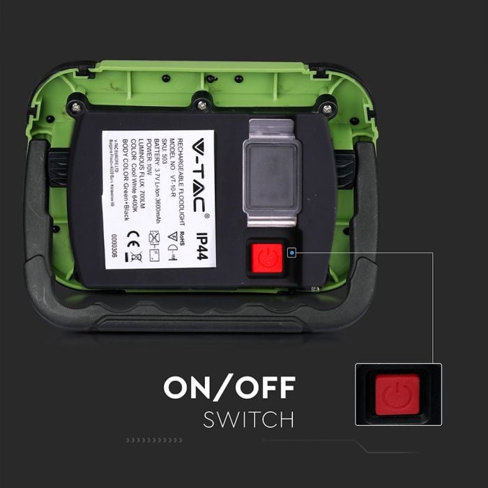 Proyector LED recargable V-TAC - Samsung - IP44 - Verde + Negro - 10W - 700 Lumens - 4000K-extra-8.webp