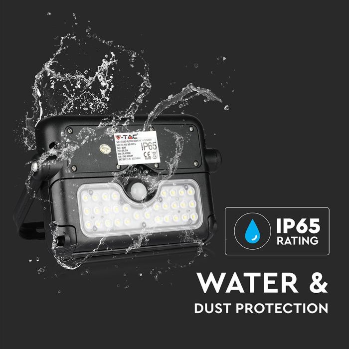 Proyector Solar V-TAC - IP65 Impermeable - Negro - 5W - 500 Lumens - 4000K-extra-1.webp