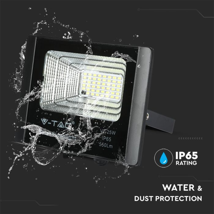 Proyector con panel solar V-TAC - IP65 Impermeable - Negro - 12W - 550 Lumens - 6000K-extra-5.webp