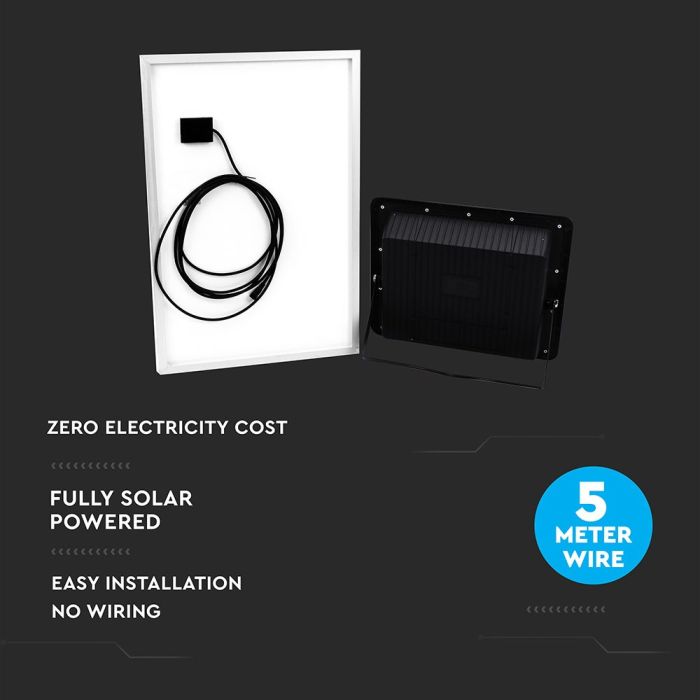 Proyector con panel solar V-TAC - IP65 Impermeable - Negro - 50W - 4200 Lumens - 4000K-extra-1.webp