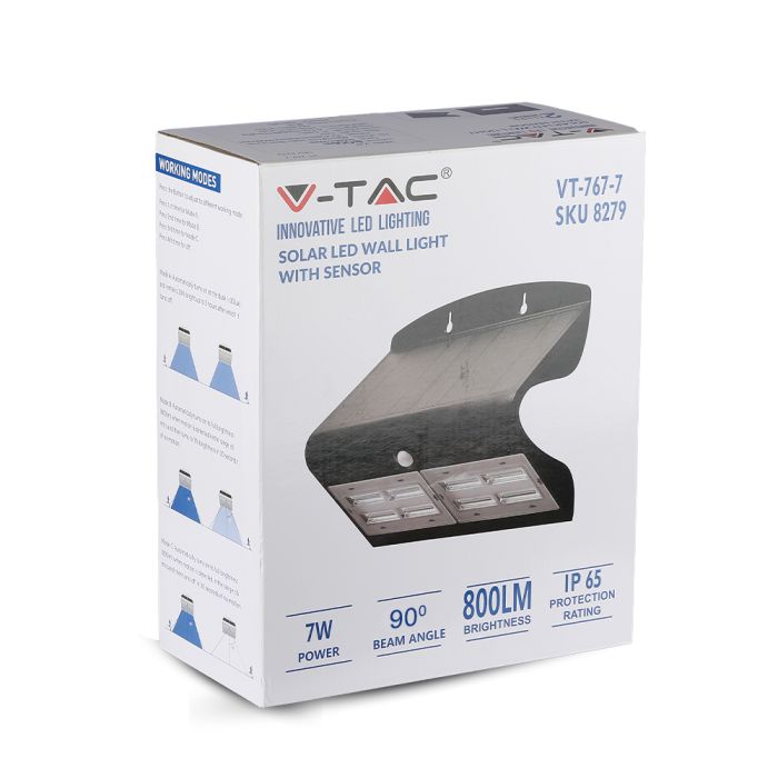 Aplique Solar V-TAC - IP65 Impermeable - Negro - 8W - 850 Lumens - 4000K - Pack de 4-extra-3.webp