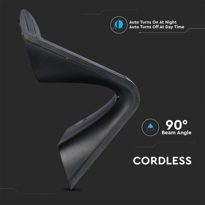 Aplique Solar V-TAC - IP65 Impermeable - Negro - 8W - 850 Lumens - 4000K - Pack de 4-extra-5.webp