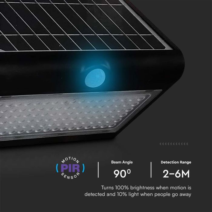 Aplique Solar V-TAC - IP65 Impermeable - Negro - 8W - 850 Lumens - 4000K - Pack de 4-extra-6.webp