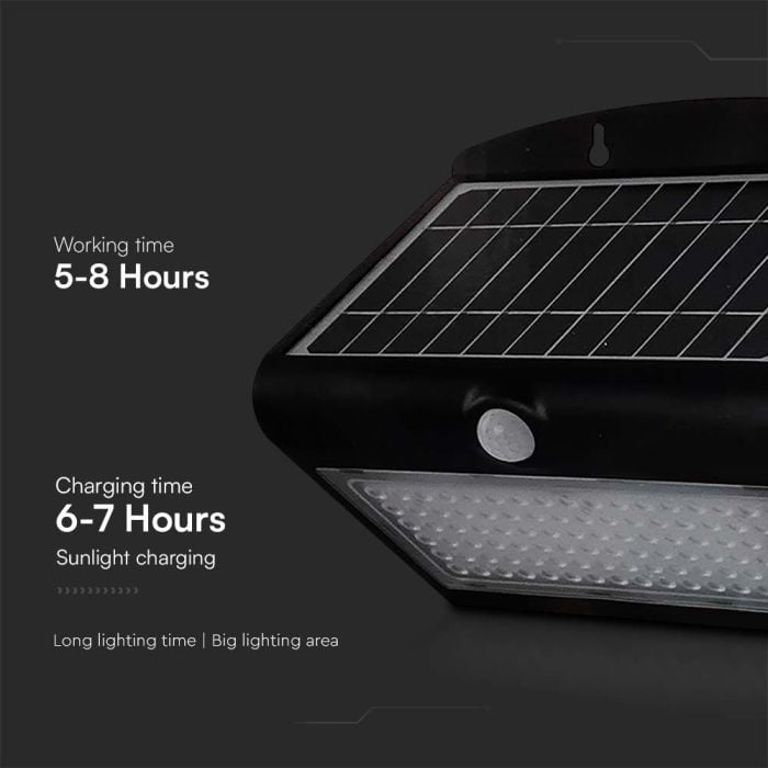 Aplique Solar V-TAC - IP65 Impermeable - Negro - 8W - 850 Lumens - 4000K-extra-4.webp