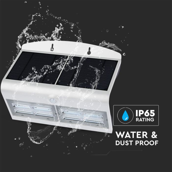 Aplique Solar V-TAC - IP65 Estanco - Blanco - 8W - 850 Lumens - 4000K-extra-1.webp