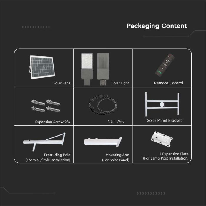 V-TAC Farola Solar - IP65 Impermeable - 3500 Lumens - 6500K-extra-9.webp