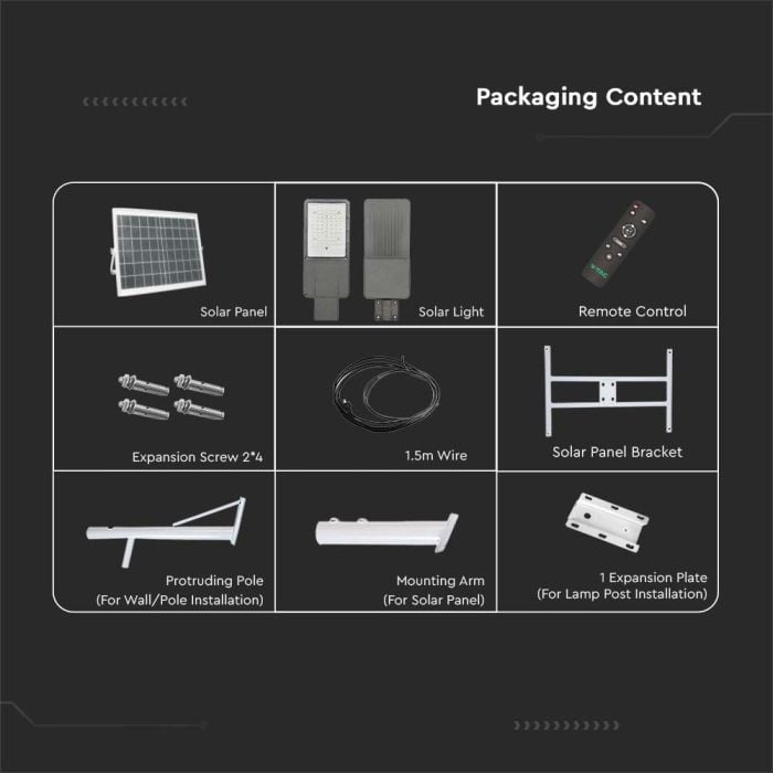 V-TAC Farola Solar - IP65 Impermeable - 2500 Lumens - 4000K-extra-9.webp