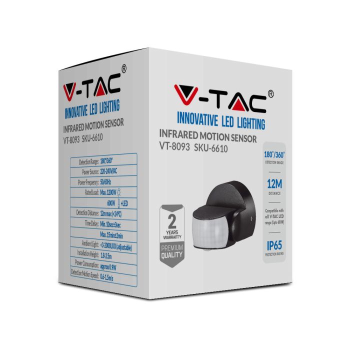 V-TAC Detectores de movimiento - IP65 Resistente al agua - Negro-extra-3.webp