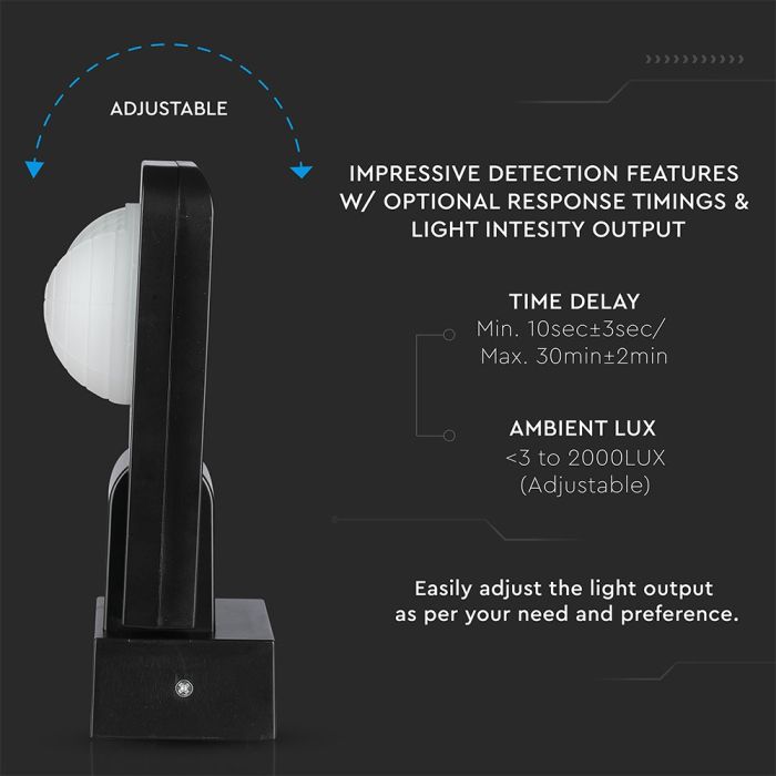 Sensor de movimiento por infrarrojos V-TAC - Impermeable IP65 - Negro-extra-7.webp