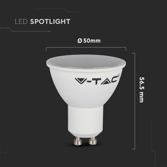 Foco LED V-TAC - GU10 - Lente 110° - IP20 - Blanco Lechoso - 4.5W - 400 Lúmenes - 6500K - Pack de 10-extra-3.webp