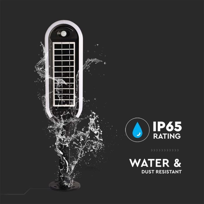 V-TAC Solar Bollard Light - IP65 Impermeable - Blanco + Negro - 5W- 400 Lumens - 4000K-extra-10.webp