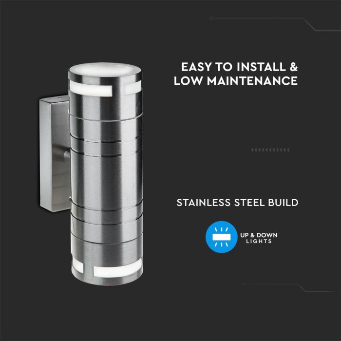 V-TAC Aplique de Pared Exterior - UP - Down - Accesorios de Pared - Soporte GU10 - IP44 - Acero Inoxidable-extra-5.webp