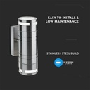 V-TAC Aplique de Pared Exterior - UP - Down - Accesorios de Pared - Soporte GU10 - IP44 - Acero Inoxidable-extra-5.webp