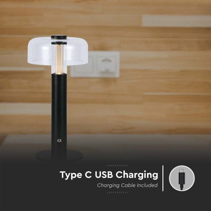 V-TAC Lámpara de Sobremesa Recargable - IP20 - Negra - 1W - 100 Lumens - 3000K-extra-6.webp
