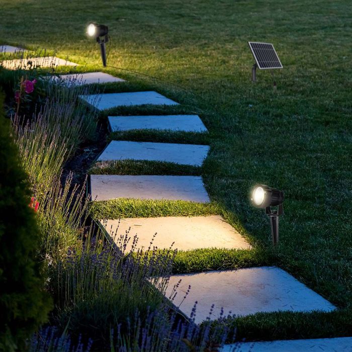 V-TAC Solar Pica de luz - IP65 Impermeable - Negro - 90x2 Lúmenes - 3000K-extra-1.webp