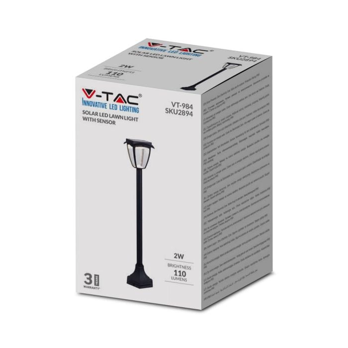 V-TAC Lámpara Solar para Césped - IP65 Impermeable - Negro Mate - 2W - 110 Lumens - 3000K + 6000K - Negro Mate-extra-3.webp