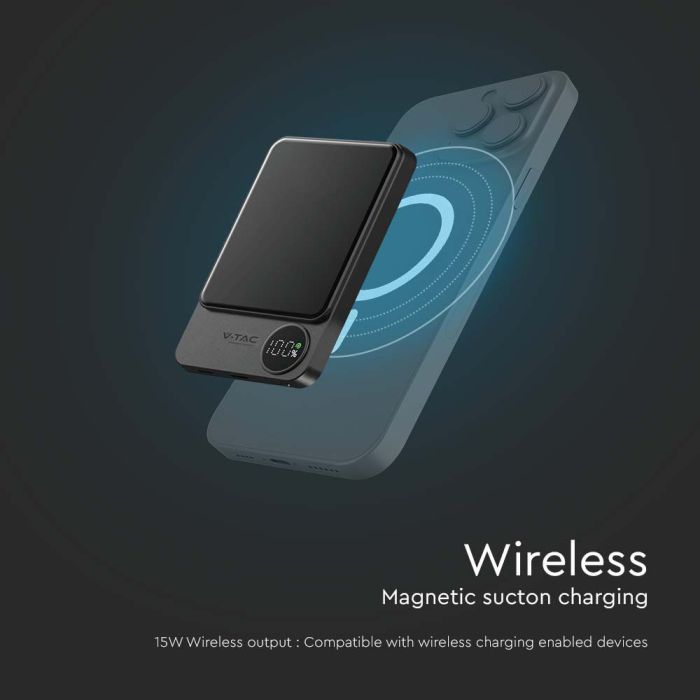 V-TAC Batería externa magnética - Inalámbrico - Gris espacial - 10000mAh-extra-6.webp