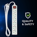 V-TAC Adaptadores y Tomas - 6 Vías - Interruptor Extensión Toma - IP20 - Blanco - 1.5m Cable-extra-7.webp