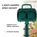 V-TAC Adaptadores y Tomas - 4 Vías - Tomas de Jardín - IP44 - Verde - 3m cable-extra-2.webp