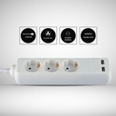 Adaptadores y tomas V-TAC - 3 vías - Toma de extensión USB - IP20 - Blanco - Cable de 5 m-extra-6.webp