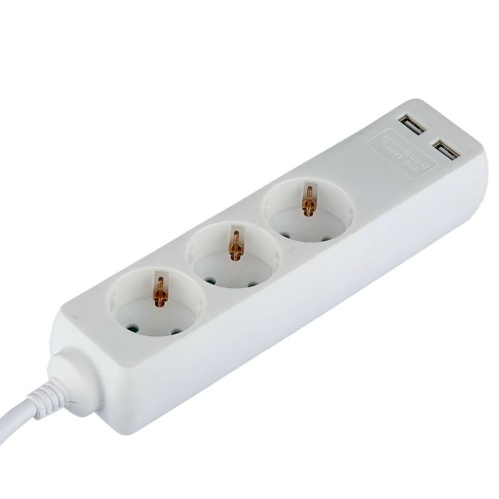 Adaptadores y tomas V-TAC - 3 vías - Toma de extensión USB - IP20 - Blanco - Cable de 1,5 m-extra-4.webp