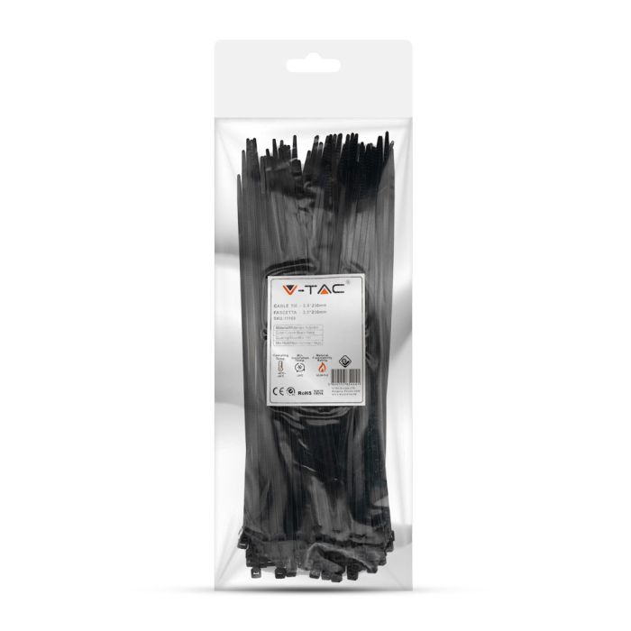 V-TAC Brida de Nylon - 3.5 x 250mm - Negra - 100 Piezas/Paquete-extra-7.webp