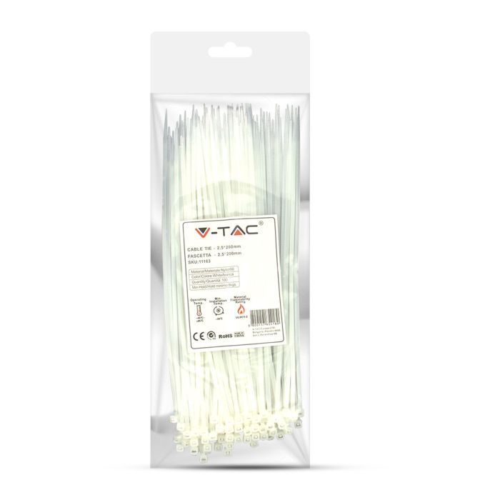 V-TAC Brida de Nylon - 2.5 x 200mm - Blanca - 100 Piezas/Paquete-extra-7.webp