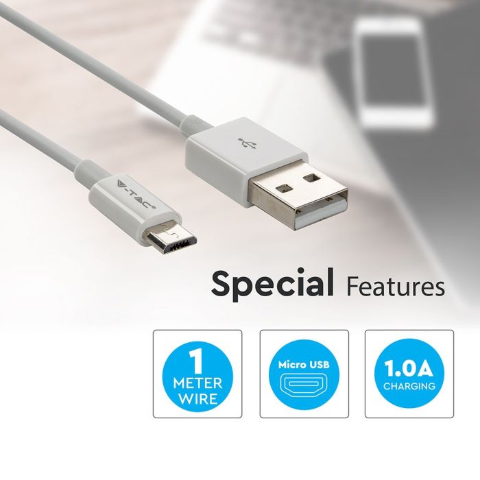 V-TAC Cable USB - Silver Series - Blanco-extra-4.webp