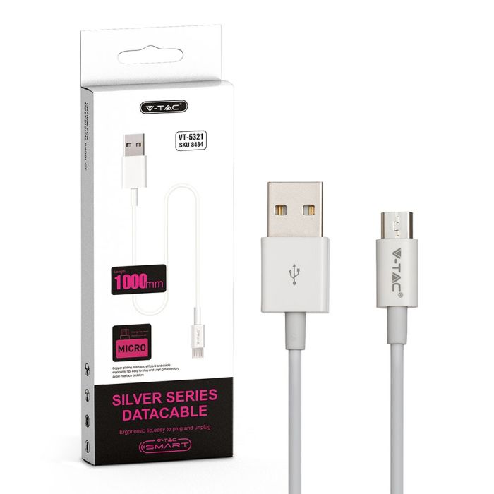 V-TAC Cable USB - Silver Series - Blanco-extra-5.webp