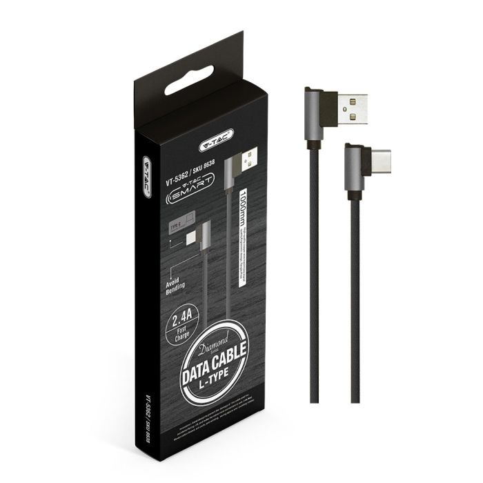 V-TAC Cable USB - Tipo C - Diamond Series - Negro - 1M-extra-6.webp