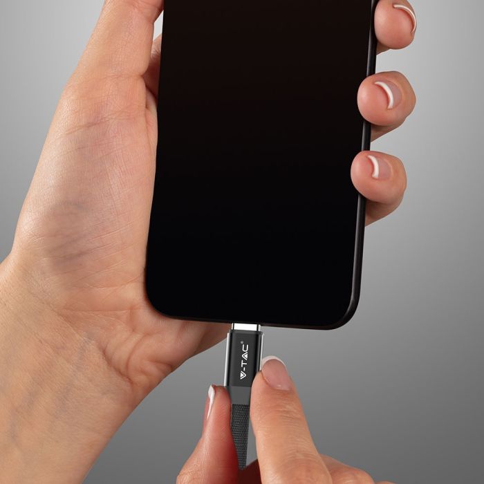 V-TAC Cable USB - Trenzado - Tipo C - Ruby Series - Negro - 1M-extra-1.webp