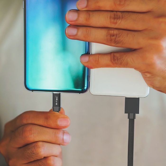 V-TAC Cable USB - Trenzado - Tipo C - Ruby Series - Negro - 1M-extra-2.webp