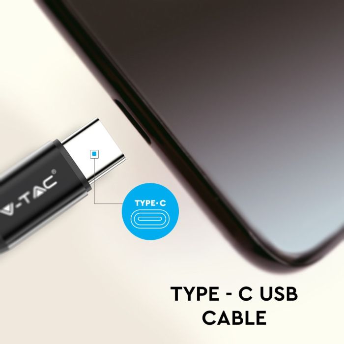 V-TAC Cable USB - Trenzado - Tipo C - Ruby Series - Negro - 1M-extra-5.webp