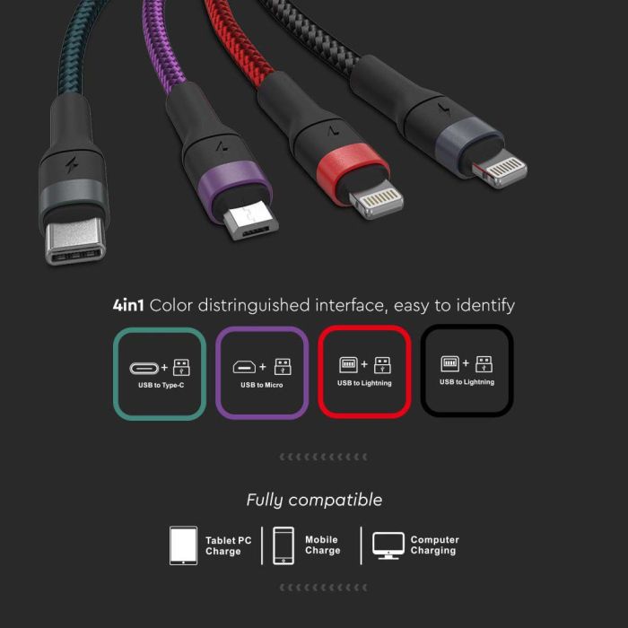 V-TAC Cable USB - Multifunción - 4IN1-extra-3.webp