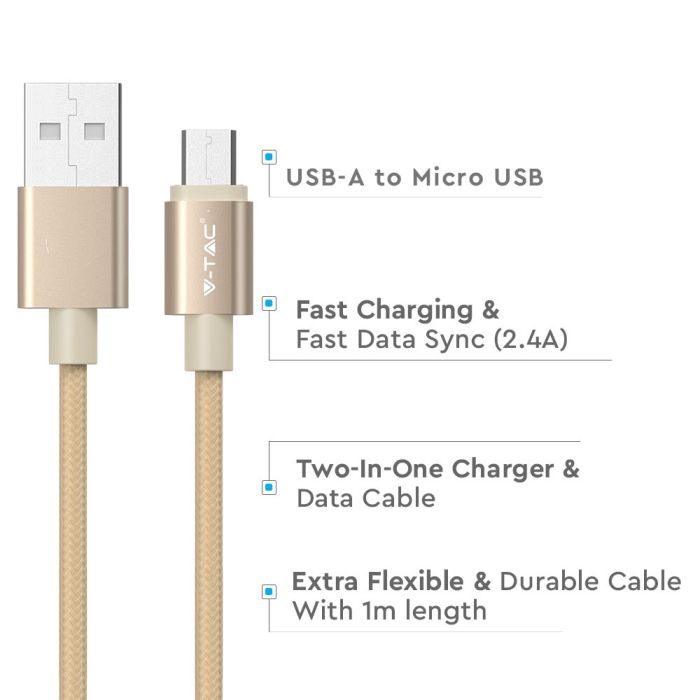 V-TAC Cable USB - Platinum Series - Oro-extra-5.webp