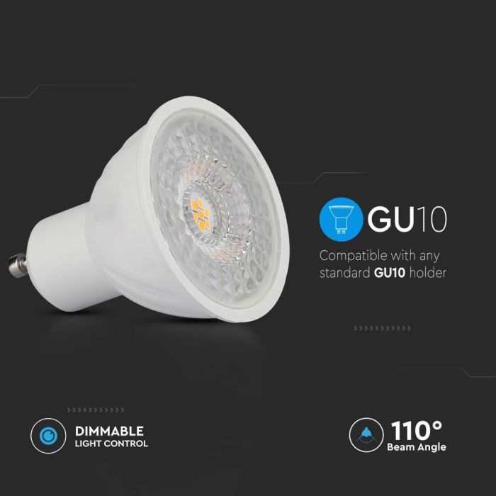 Dicróica LED regulable V-TAC Samsung GU10 Lente 110° IP20 Blanco 6W 445 Lúmenes 6500K-extra-7.webp