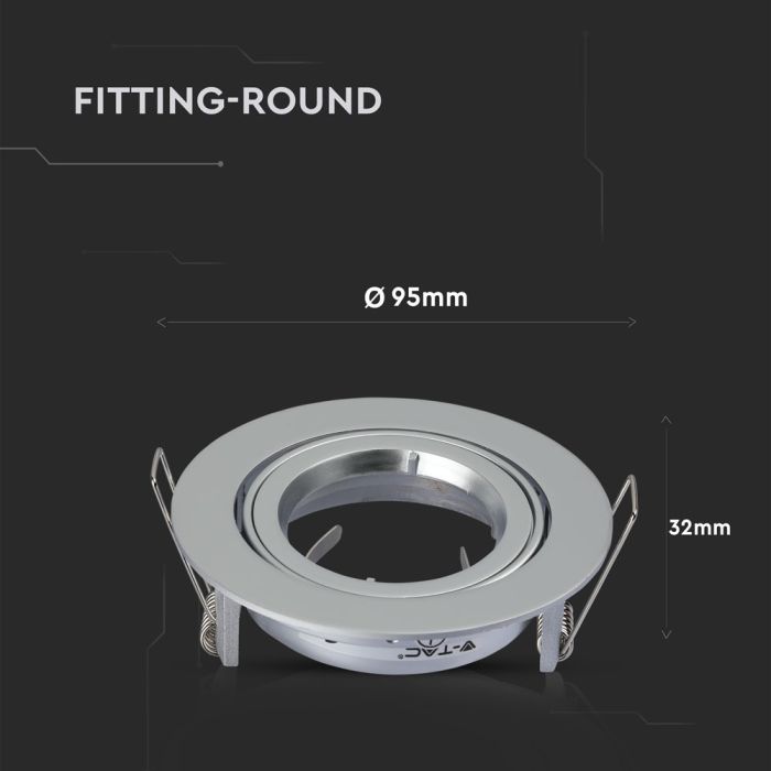 V-TAC LED Aro redondo - Empotrable - GU10 - IP20 - Gris Metálico-extra-2.webp