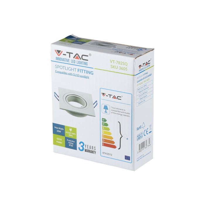 V-TAC LED Aro cuadrado - Empotrable - GU10 - IP20 - Blanco-extra-7.webp