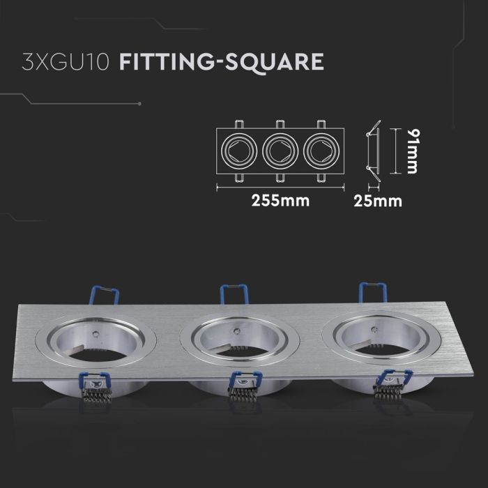 V-TAC LED Aro cuadrado - Empotrable - GU10 - IP20 - Aluminio Cepillado-extra-2.webp