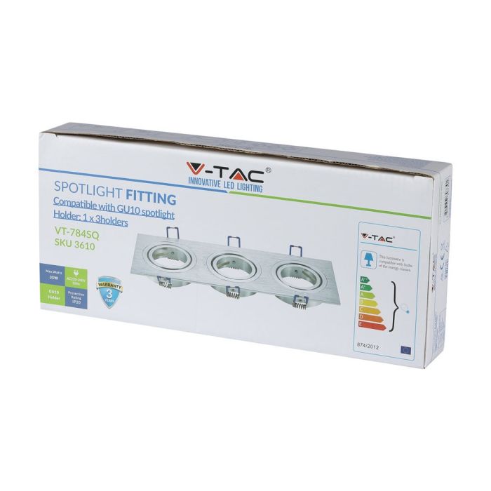V-TAC LED Aro cuadrado - Empotrable - GU10 - IP20 - Aluminio Cepillado-extra-8.webp