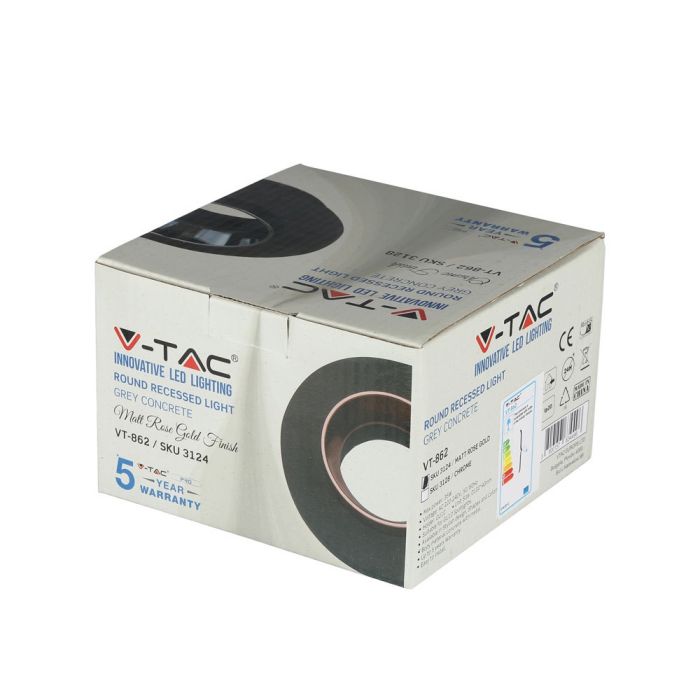 V-TAC LED Aro de yeso / hormigón redondo - Empotrable - GU10 - IP20 - Gris + Oro rosa mate-extra-8.webp